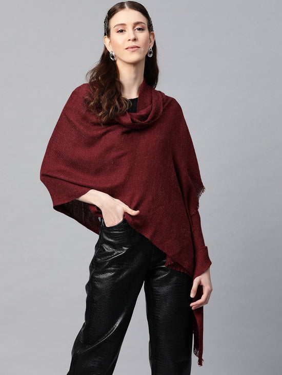 Maroon Angora Plain Stole