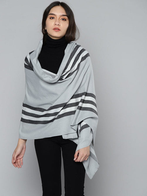 Grey Horizontal Striped Stole