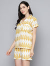 Yellow Ikat Print Night Suit