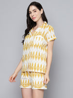 Yellow Ikat Print Night Suit