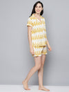 Yellow Ikat Print Night Suit