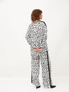 Women White Abstract Print Oversize Shirt With Pants