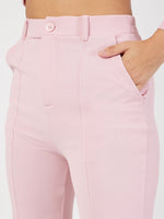 Women Pink Wrap Peplum Top With Bellbottom Pants