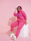 Women Pink Chicago Terry Hoodie With Joggers