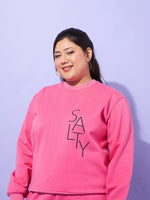 Women Pink Fleece Salty Sweatshirt With Track Pants