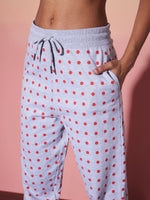 Women Grey & Red Polka Hoodie With Jogger