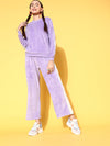 Women Lavender Velour Patched Sweatshirt With Track Pants