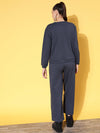 Women Blue Terry ROCK OUT Sweatshirt With Track Pants