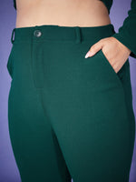 Women Emerald Pearl Peplum Top With Bell Bottom Pants