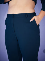 Women Blue Keyhole Top With Bell Bottom Pants