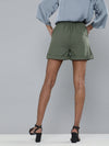 Olive Front Button Shorts