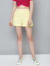 Yellow Side Zipper Twill Shorts