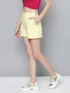 Yellow Side Zipper Twill Shorts