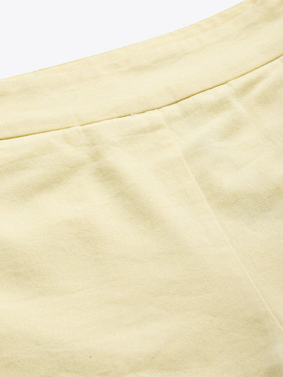 Yellow Side Zipper Twill Shorts