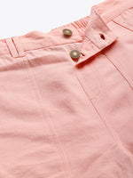 Pink Side Button Twill Shorts