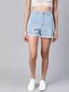 Ice Blue Frayed Look Shorts