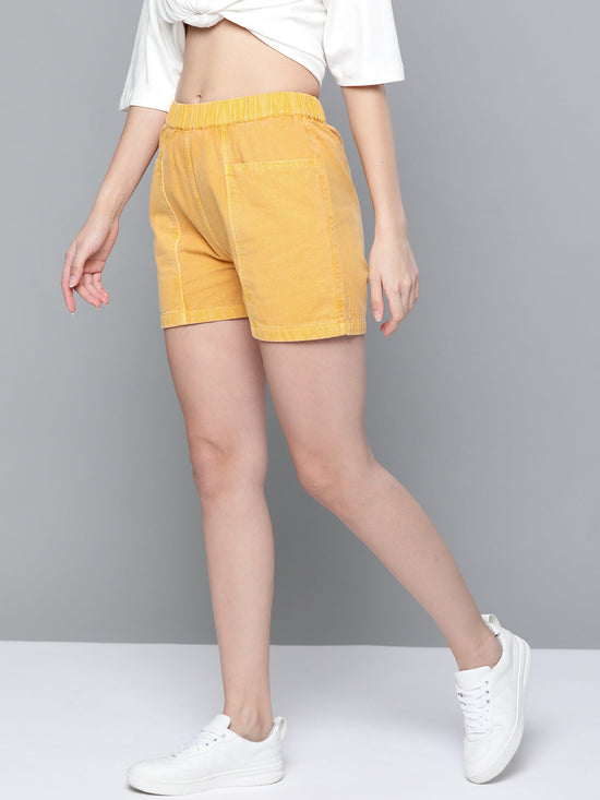 Mustard Garment-Dyed Twill Shorts