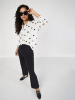 Women White & Black Polka Dot Oversize Shirt