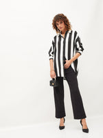 Women Black & White Striped Oversize Shirt
