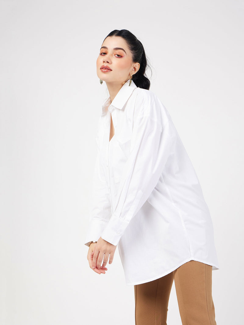Women White Poplin Oversize Shirt