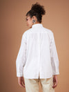 Women White Cotton Poplin Back Placket Shirt