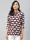 Maroon Heart Print Shirt