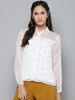 White Lurex Sheer Shirt