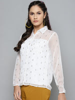 White Lurex Sheer Shirt