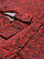 Red Animal Print Satin Shirt