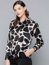 Nude Animal Print Satin Shirt