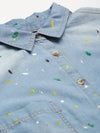 Ice-Blue Denim Multicolor Paint Boxy Shirt