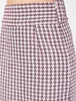 Women Burgundy Geometrical Jacquard Tweed Pencil Skirt
