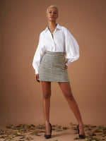 Women Off-White Check Jacquard Tweed Mini Skirt