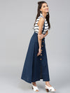 Navy Dungaree Maxi Skirt