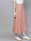 Pink Denim Longline Buttoned Skirt