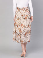 Taupe Floral A-Line Skirt