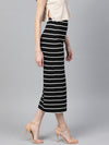Black White Stripe Maxi Pencil Skirt