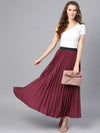 Burgundy Pleated Maxi Skirt