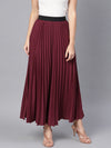 Burgundy Pleated Maxi Skirt