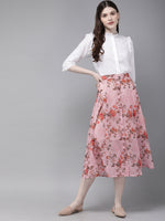 Pink Floral A-Line Skirt