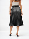Women Black Velvet Pleated Skirt