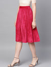 Pink Velvet Pleated Skirt