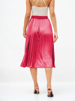Women Pink Velvet Pleated Skirt