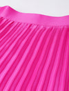 Pink Satin Pleated Maxi Skirt