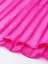 Pink Satin Pleated Maxi Skirt