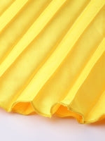 Yellow Satin Pleated Maxi Skirt