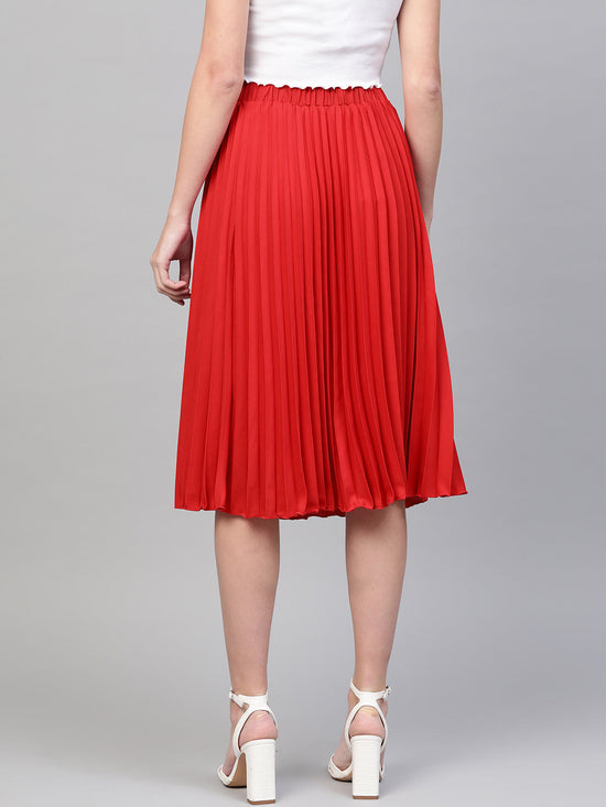 Red Pleated Skirt