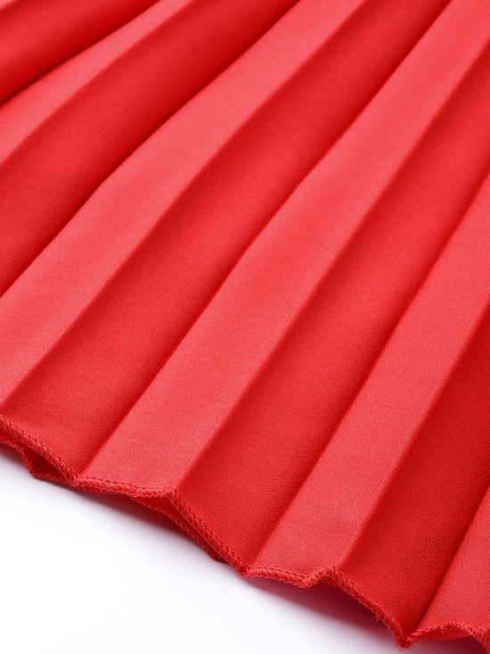 Red Pleated Skirt