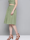 Olive Schiffli Buttoned Skirt