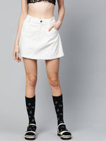 White Corduroy A-Line Mini Skirt